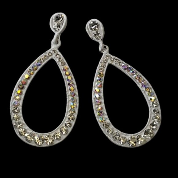 Crystal Teardrop White Large Earrings - Picture 3 of 13